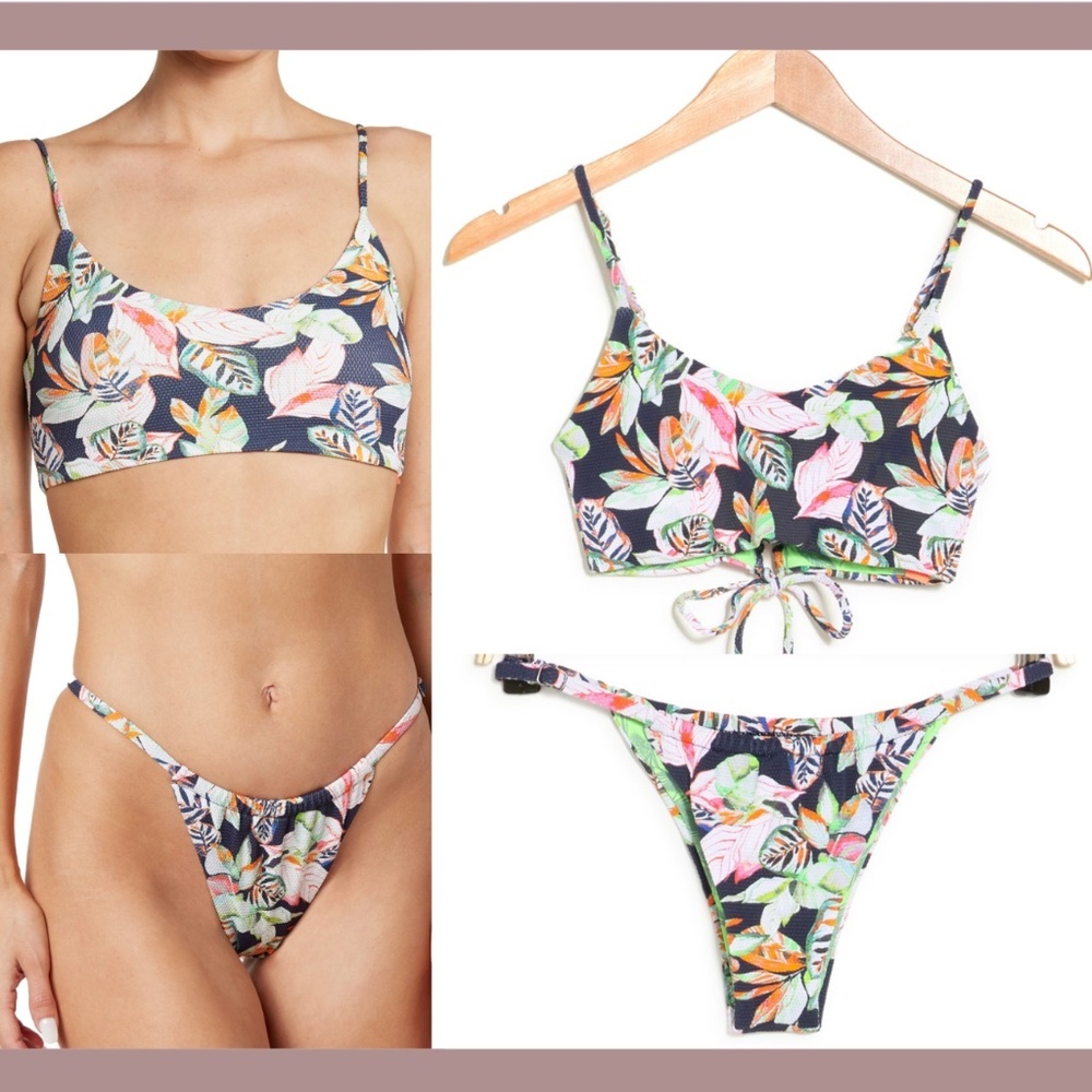 NWT 2PC Maaji [ Large ] Jungle Ceci 4-Way‎ Bikini Top + Frisky Cheeky Bottom